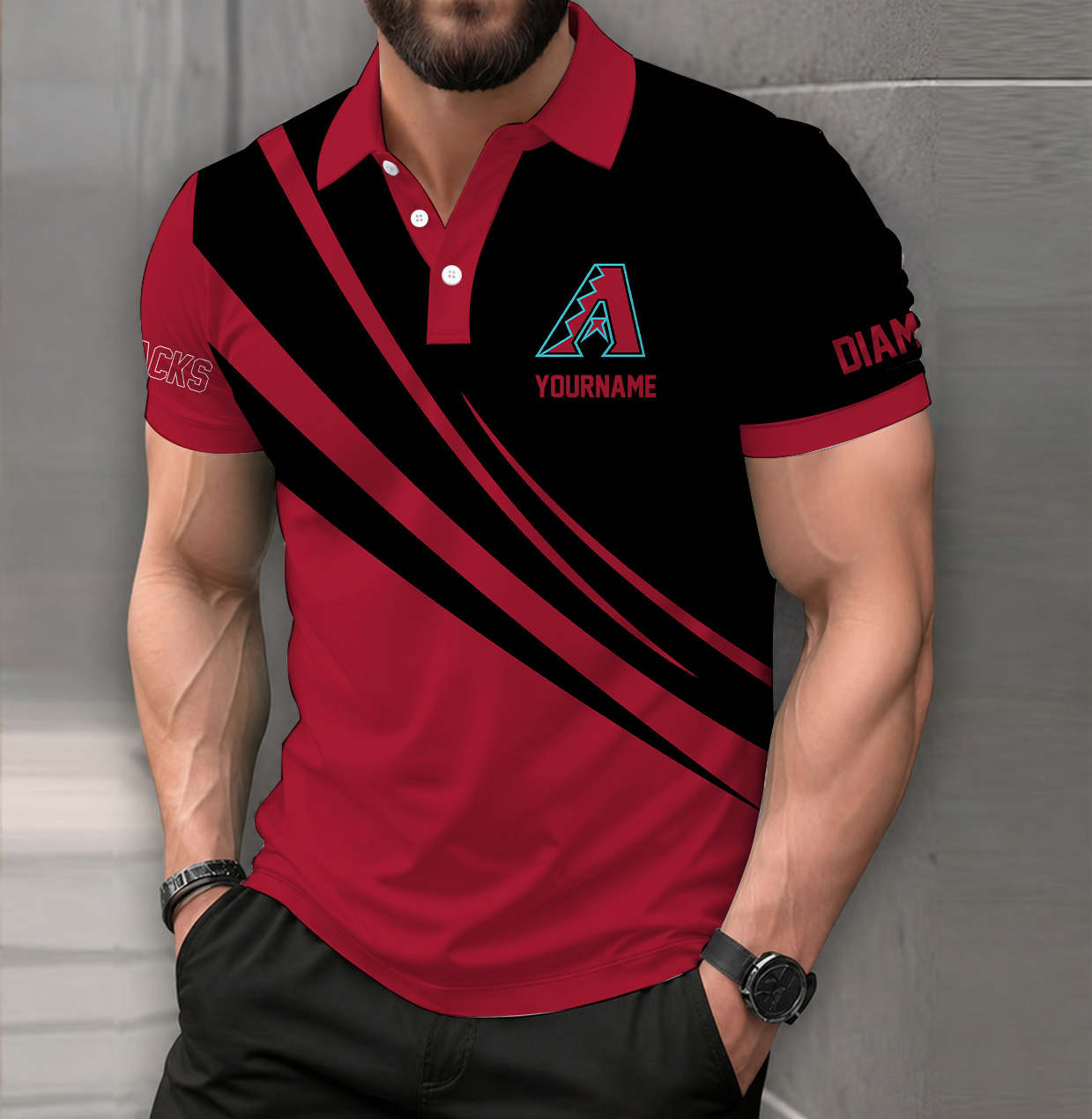 LIMITED EDITION - NEW CUSTOMIZED MLB07 ADS ARIZONA DIAMONDBACKS POLO SHIRT