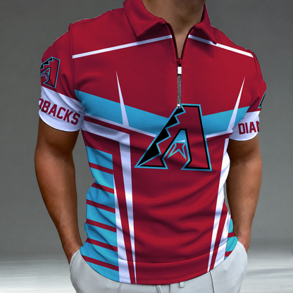 LIMITED EDITION - NEW CUSTOMIZED MLB07 ADS ARIZONA DIAMONDBACKS ZIP POLO SHIRT