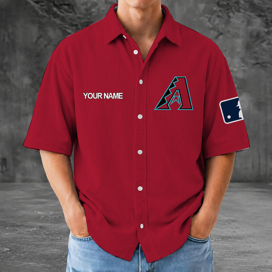 [FLASH SALE] NEW CUSTOMIZED MLB07 ADS ARIZONA DIAMONDBACKS SEERSUCKER BUTTON SHIRT