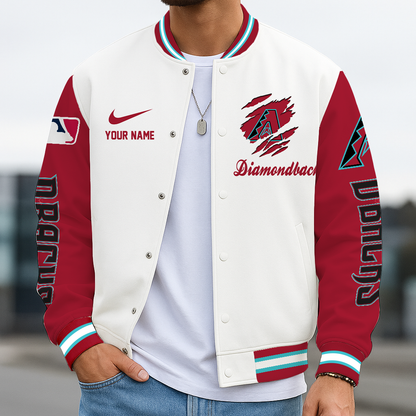 LIMITED EDITION - NEW CUSTOMIZED MLB07 ADS ARIZONA DIAMONDBACKS BASEBALL JACKET, SATIN VARSITY JACKET
