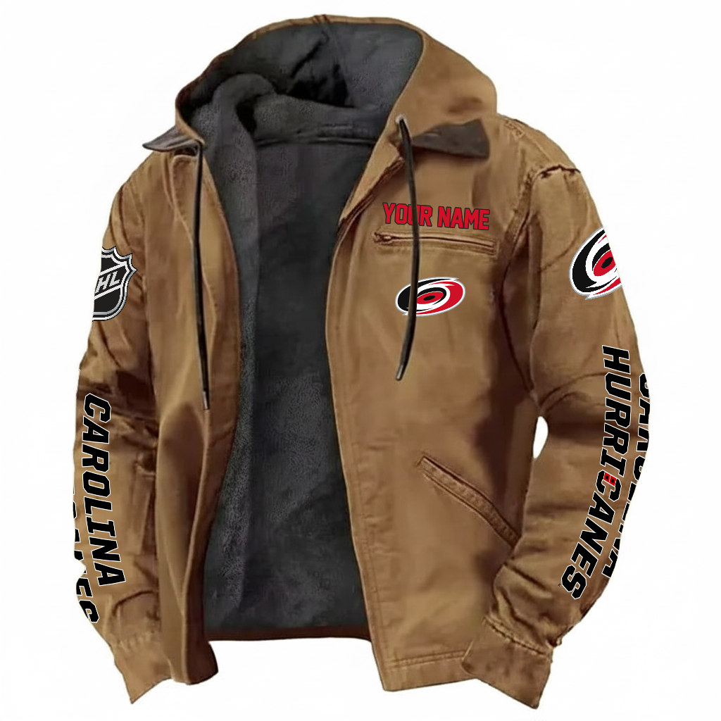 LIMITED EDITION - NEW CUSTOMIZED NHL07 CLH CAROLINA HURRICANES HOODED CARDIGAN JACKET