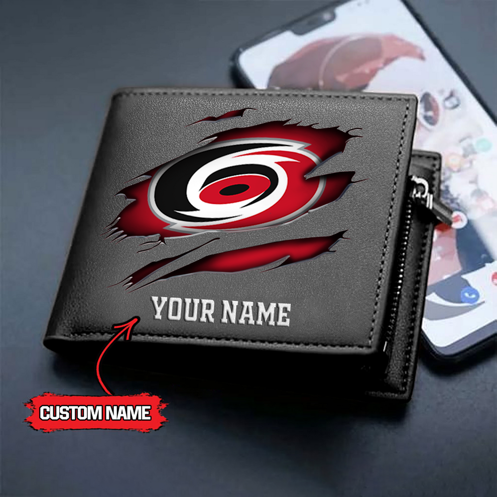 LIMITED EDITION - NEW CUSTOMIZED NHL07 CLH CAROLINA HURRICANES LEATHER WALLET