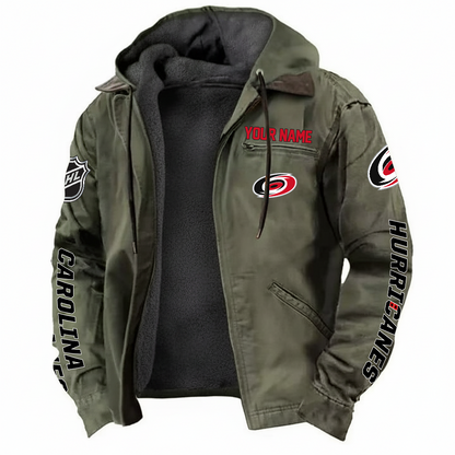 LIMITED EDITION - NEW CUSTOMIZED NHL07 CLH CAROLINA HURRICANES HOODED CARDIGAN JACKET