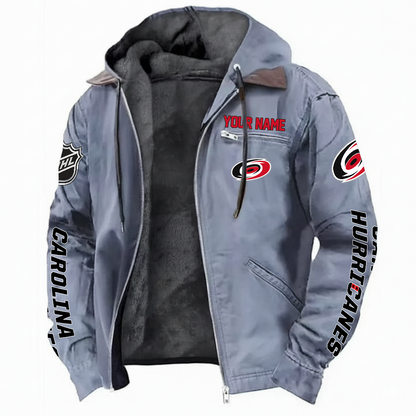 LIMITED EDITION - NEW CUSTOMIZED NHL07 CLH CAROLINA HURRICANES HOODED CARDIGAN JACKET