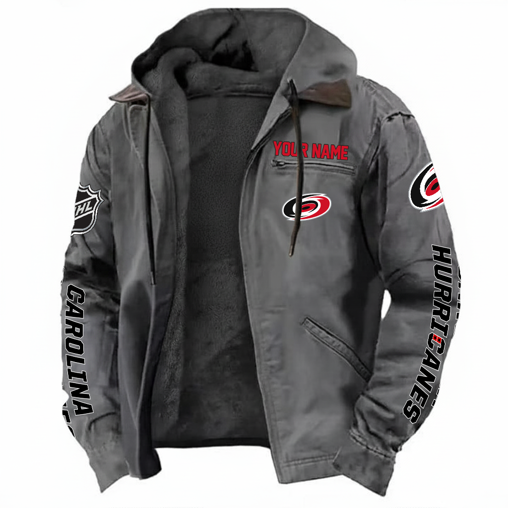 LIMITED EDITION - NEW CUSTOMIZED NHL07 CLH CAROLINA HURRICANES HOODED CARDIGAN JACKET