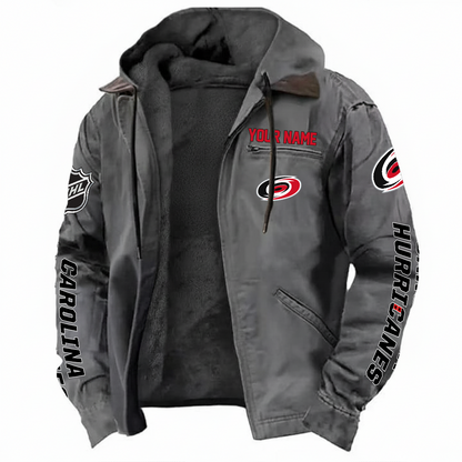 LIMITED EDITION - NEW CUSTOMIZED NHL07 CLH CAROLINA HURRICANES HOODED CARDIGAN JACKET