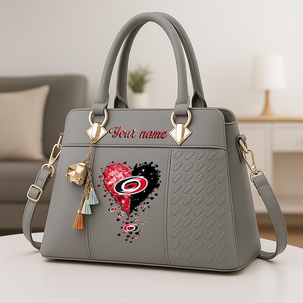 LIMITED EDITION - NEW CUSTOMIZED NHL07 CLH CAROLINA HURRICANES ZIP HANDBAG MULTICOLOR