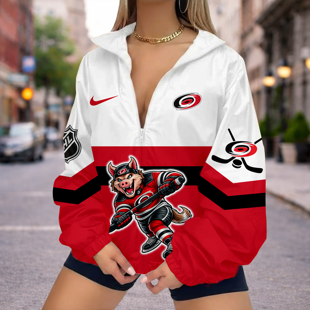 LIMITED EDITION - NEW CUSTOMIZED NHL07 CLH CAROLINA HURRICANES V-NECK ZIPPER SWEATSHIRT JACKET