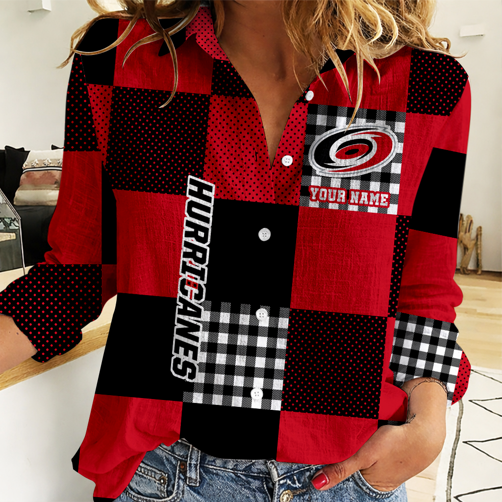 LIMITED EDITION - NEW CUSTOMIZED NHL07 CLH CAROLINA HURRICANES WOMEN CASUAL SHIRT FOR FAN