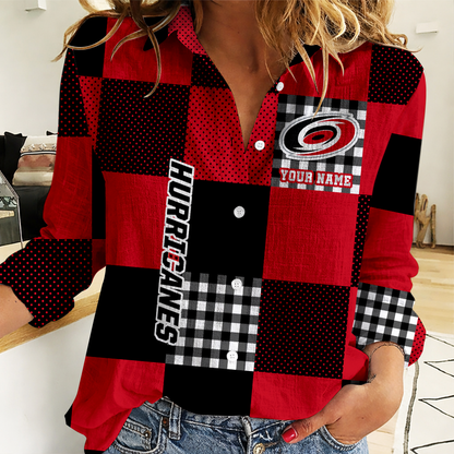 LIMITED EDITION - NEW CUSTOMIZED NHL07 CLH CAROLINA HURRICANES WOMEN CASUAL SHIRT FOR FAN