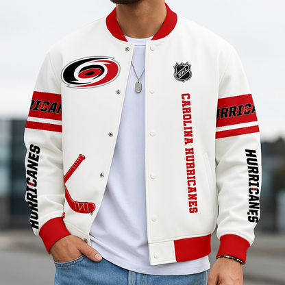LIMITED EDITION - NEW CUSTOMIZED NHL07 CLH CAROLINA HURRICANES BASEBALL JACKET, SATIN VARSITY JACKET