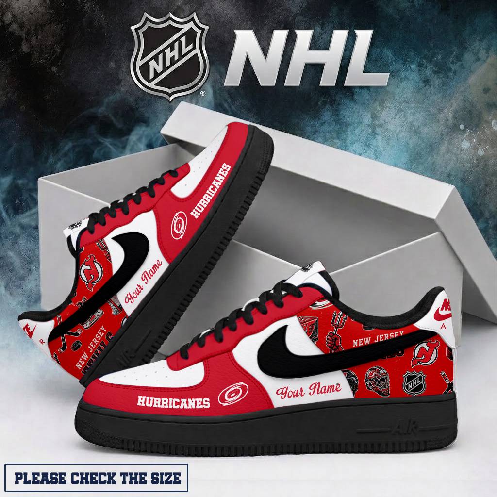 LIMITED EDITION - NEW CUSTOMIZED NHL07 CLH CAROLINA HURRICANES AF1 SHOES