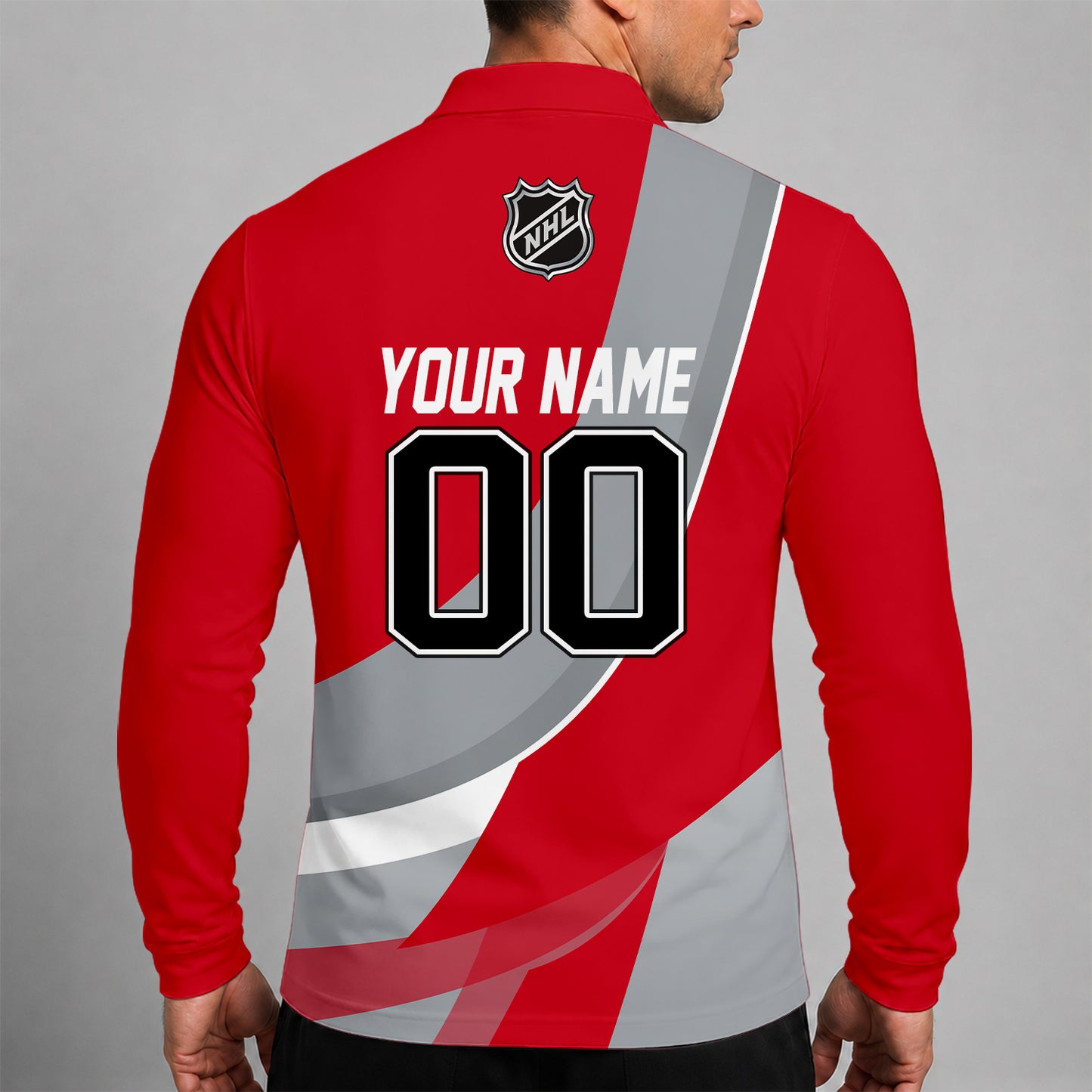 [SUPER SALE] NEW CUSTOMIZED NHL07 CLH CAROLINA HURRICANES MEN LONG SLEEVE POLO