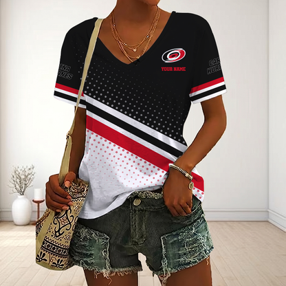 LIMITED EDITION - NEW CUSTOMIZED NHL07 CLH CAROLINA HURRICANES V-NECK FEMALE SHIRT