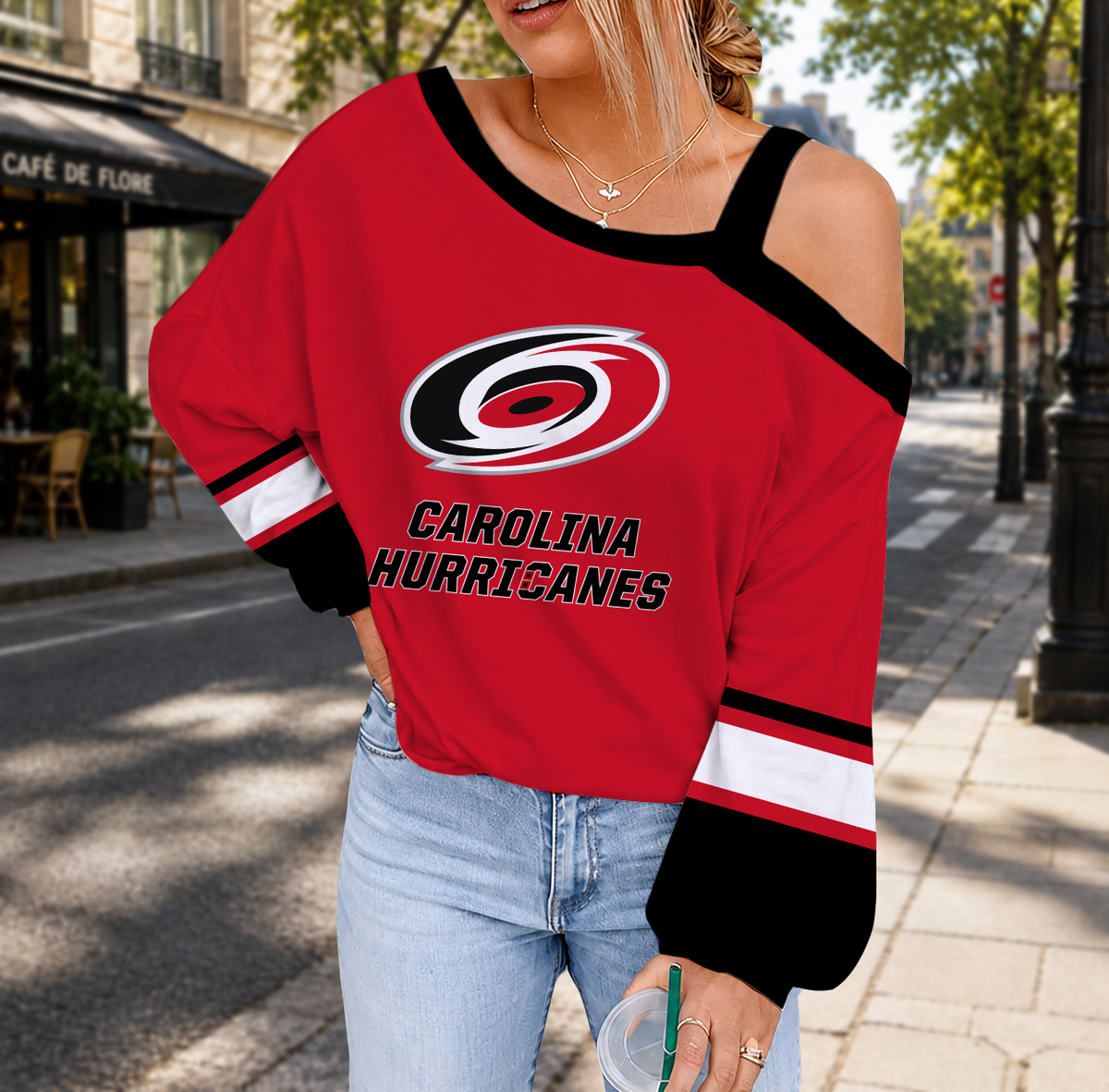EXCLUSIVE EDITION - NEW CUSTOMIZED NHL07 CLH CAROLINA HURRICANES DROP SHOULDER SWEATSHIRT
