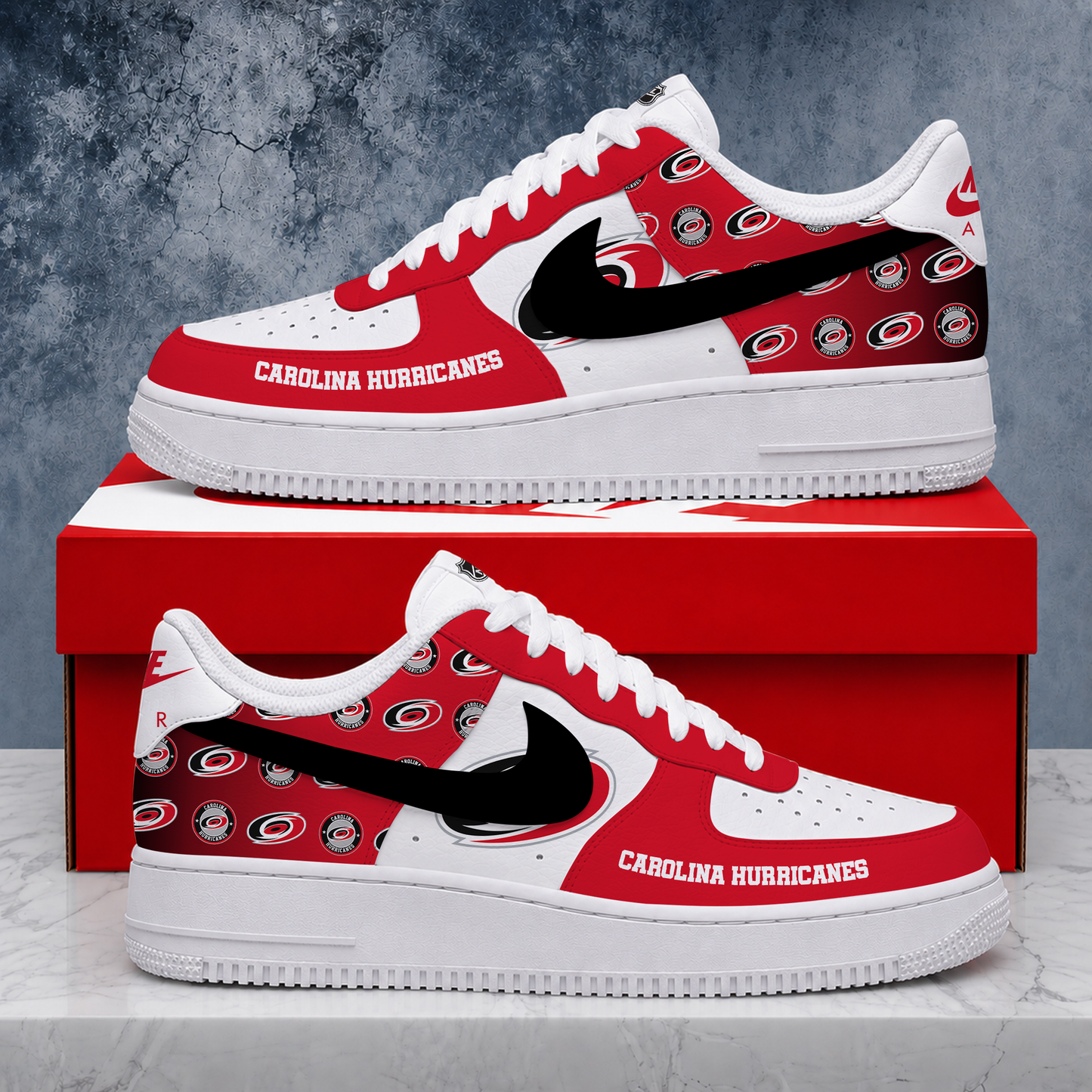 LIMITED EDITION - NEW CUSTOMIZED NHL07 CLH CAROLINA HURRICANES AF1 SHOES