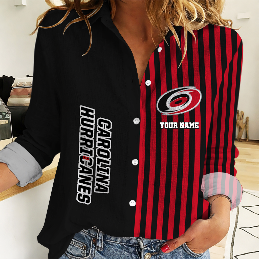 EXCLUSIVE EDITION - NEW CUSTOMIZED NHL07 CLH CAROLINA HURRICANES WOMEN CASUAL SHIRT