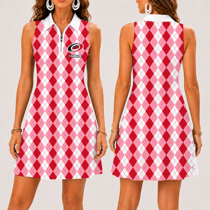 [SUPER SALE] NEW CUSTOMIZED NHL07 CLH CAROLINA HURRICANES WOMEN'S ZIP SLEEVELESS POLO DRESS