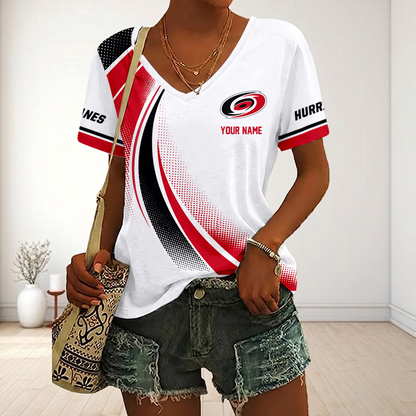 LIMITED EDITION - NEW CUSTOMIZED NHL07 CLH CAROLINA HURRICANES V-NECK FEMALE SHIRT