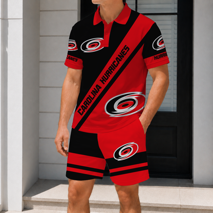 LIMITED EDITION - NEW CUSTOMIZED NHL07 CLH CAROLINA HURRICANES POLO & SHORT PANTS SET