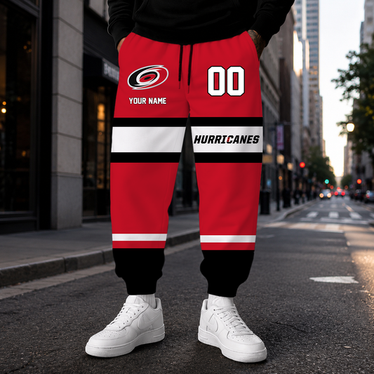 VIRAL EDITION - NEW CUSTOMIZED NHL07 CLH CAROLINA HURRICANES SWEATPANTS