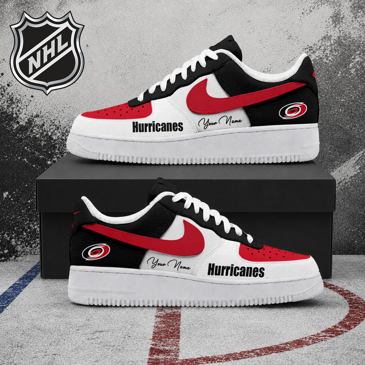 FINAL CLEARANCE - NEW CUSTOMIZED NHL07 CLH CAROLINA HURRICANES AF1 SHOES