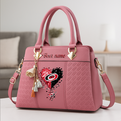 LIMITED EDITION - NEW CUSTOMIZED NHL07 CLH CAROLINA HURRICANES ZIP HANDBAG MULTICOLOR