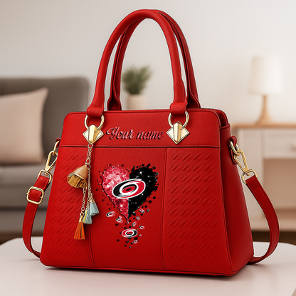 LIMITED EDITION - NEW CUSTOMIZED NHL07 CLH CAROLINA HURRICANES ZIP HANDBAG MULTICOLOR