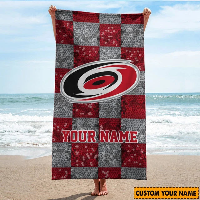 LIMITED EDITION - NEW CUSTOMIZED NHL07 CLH CAROLINA HURRICANES BEACH TOWEL FOR FAN