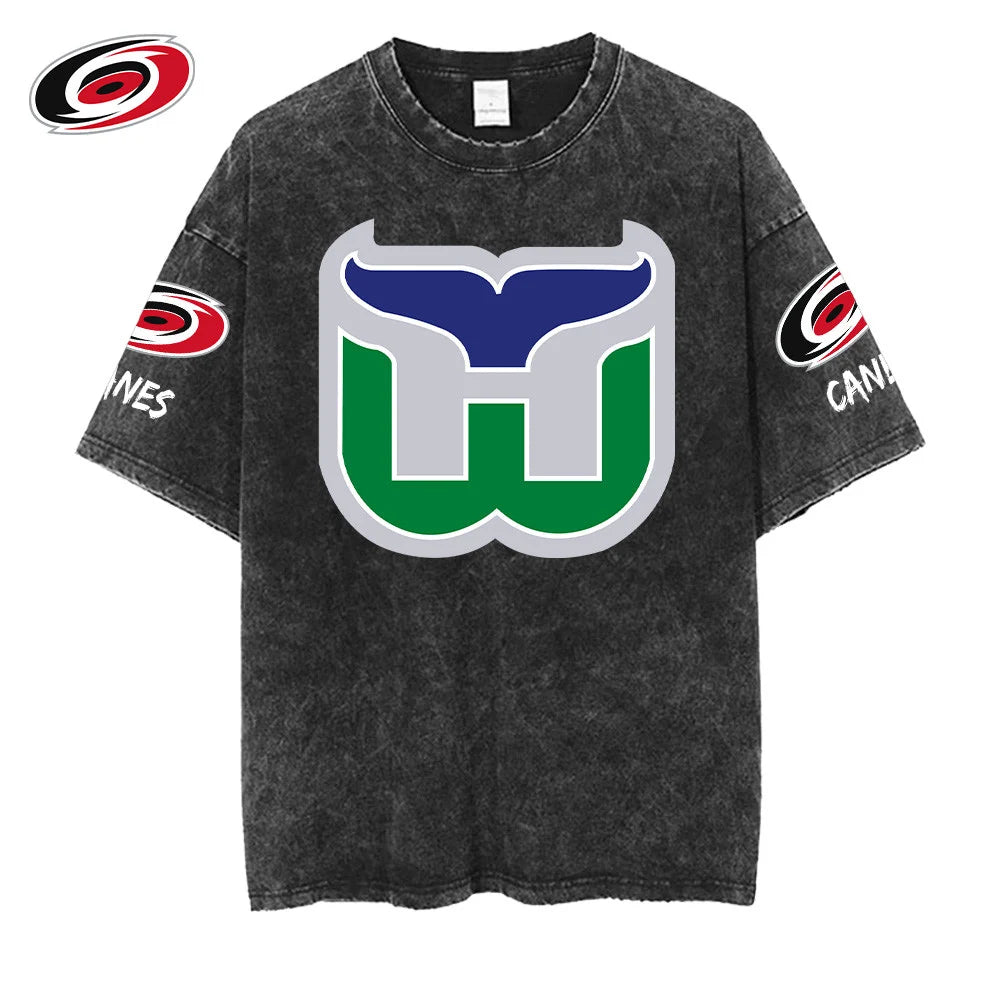 [SUPER SALE] NEW CUSTOMIZED NHL07 CLH CAROLINA HURRICANES MULTICOLOR WASHED TEE