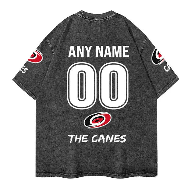 [SUPER SALE] NEW CUSTOMIZED NHL07 CLH CAROLINA HURRICANES MULTICOLOR WASHED TEE