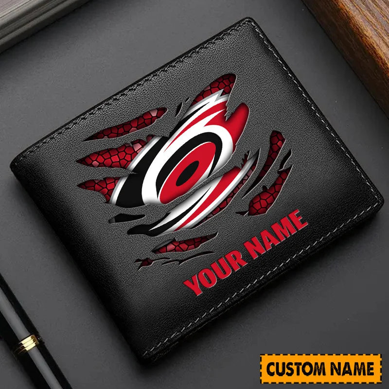 LIMITED EDITION - NEW CUSTOMIZED NHL07 CLH CAROLINA HURRICANES LEATHER WALLET