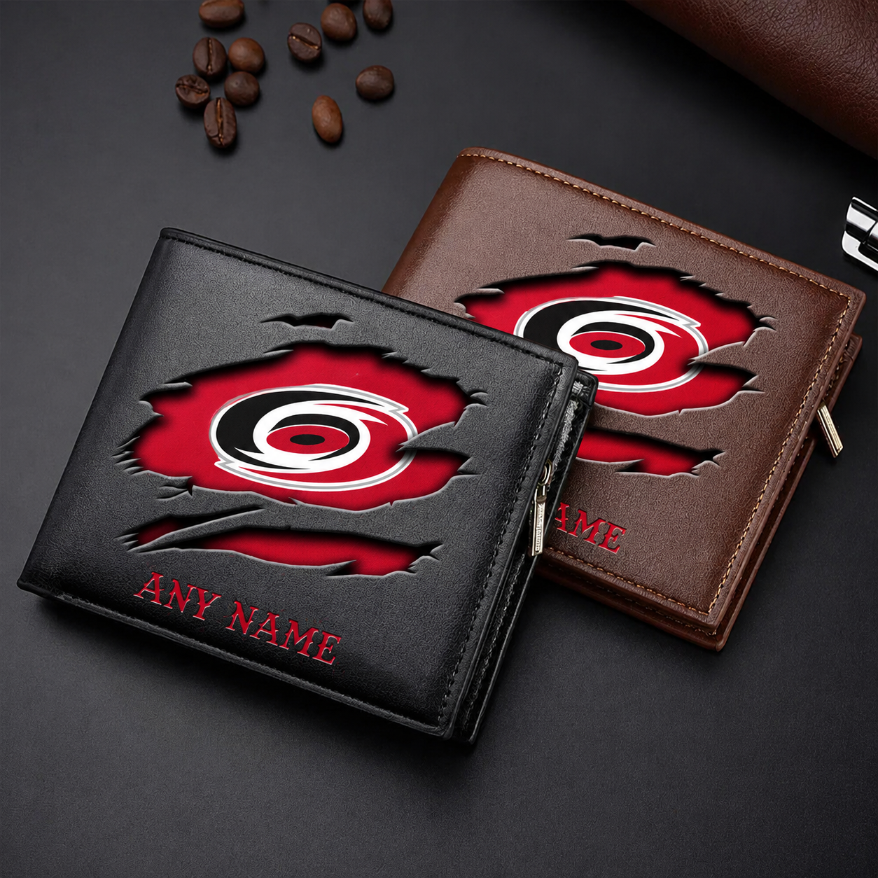 LIMITED EDITION - NEW CUSTOMIZED NHL07 CLH CAROLINA HURRICANES LEATHER WALLET