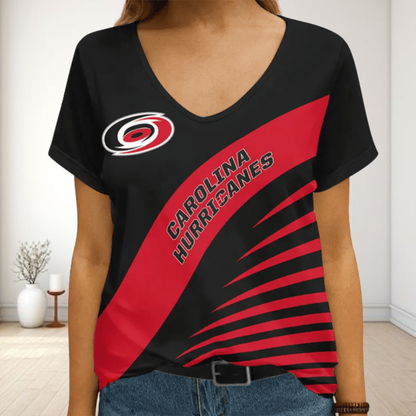 LIMITED EDITION - NEW CUSTOMIZED NHL07 CLH CAROLINA HURRICANES V-NECK FEMALE SHIRT