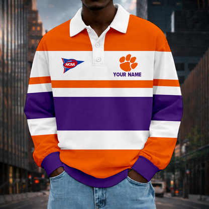 LIMITED EDITION - NEW CUSTOMIZED NCAA FBS07 CST CLEMSON TIGERS UNISEX LONG SLEEVE POLO
