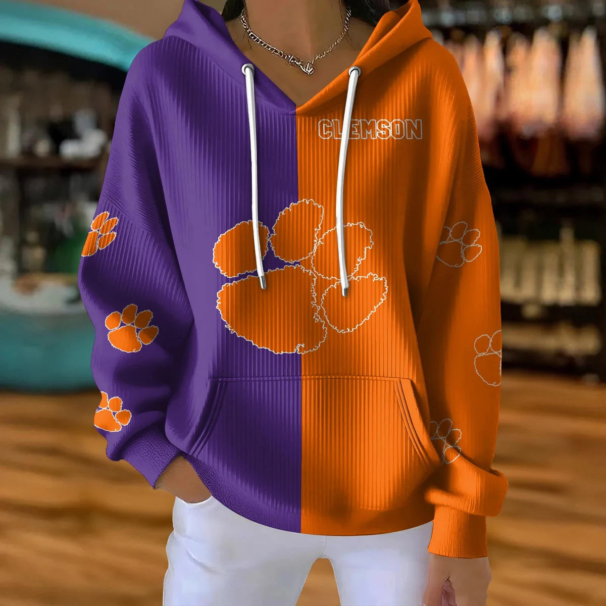 [FAN FAVORITE] NEW CUSTOMIZED NCAA FBS07 CST CLEMSON TIGERS RIBBED HOODIE & SWEATSHIRT