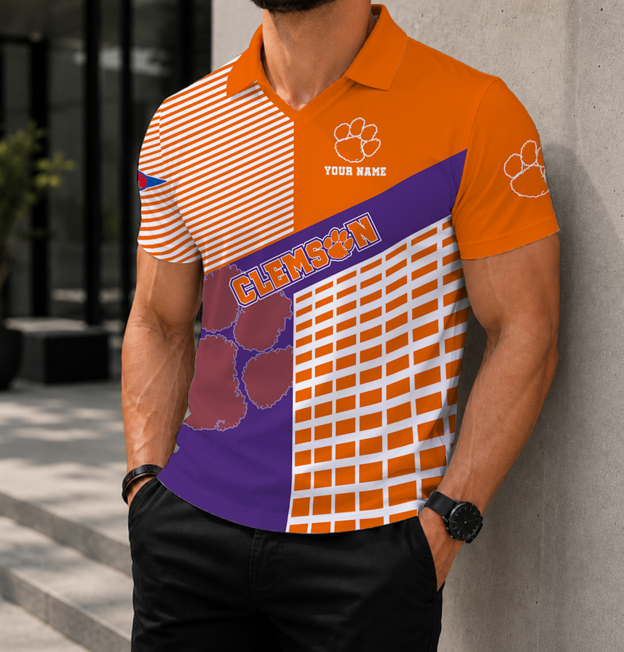 VIRAL EDITION - NEW CUSTOMIZED NCAA FBS07 CST CLEMSON TIGERS POLO SHIRT