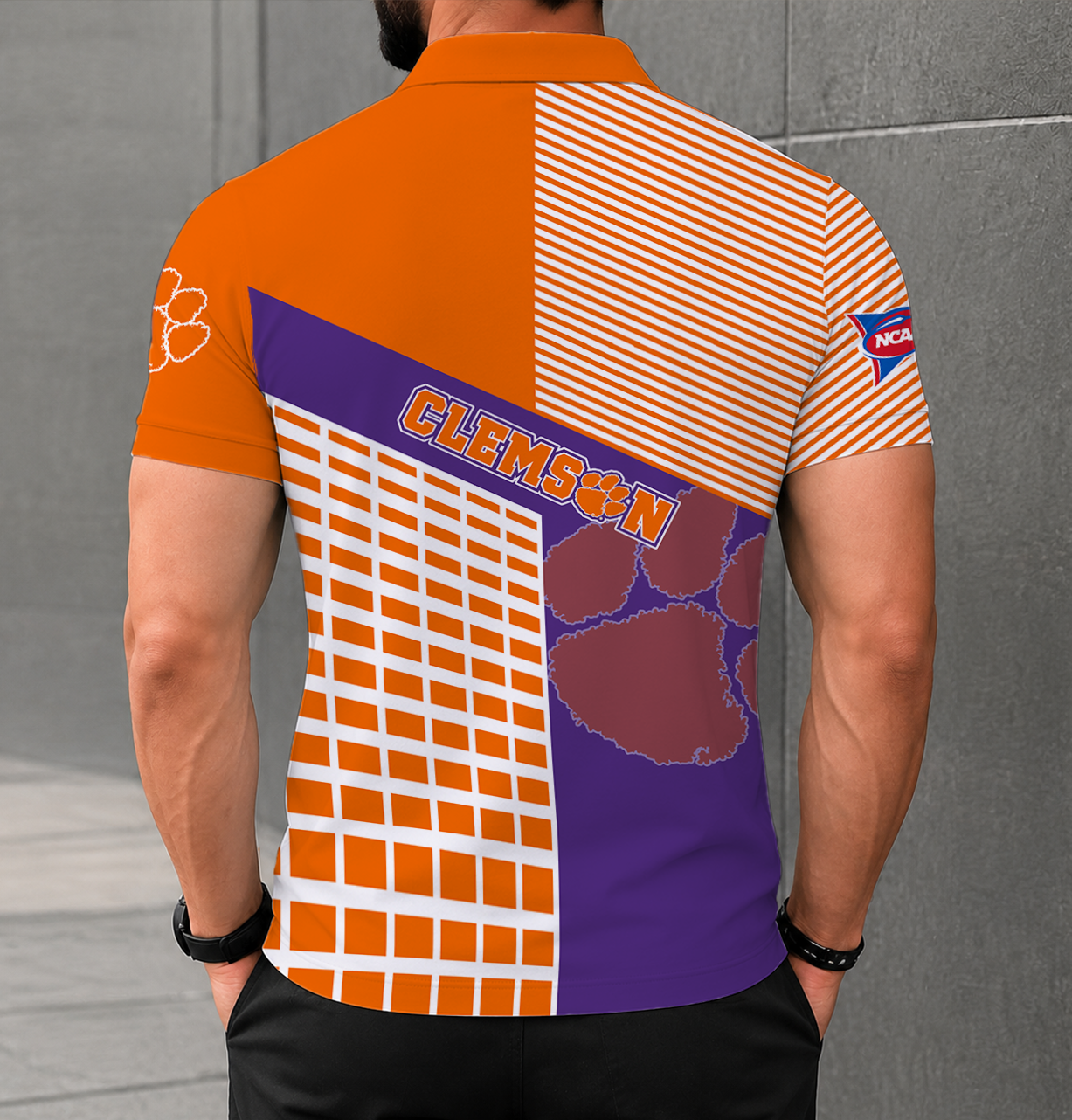 VIRAL EDITION - NEW CUSTOMIZED NCAA FBS07 CST CLEMSON TIGERS POLO SHIRT