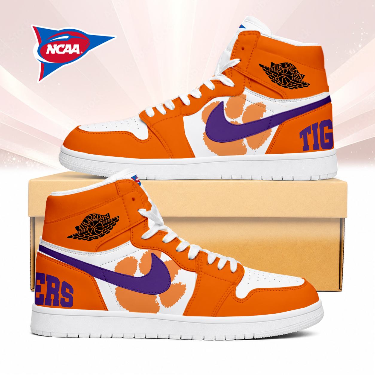 LIMITED EDITION - NEW CUSTOMIZED NCAA FBS07 CST CLEMSON TIGERS AIR JORDAN SNEAKERS