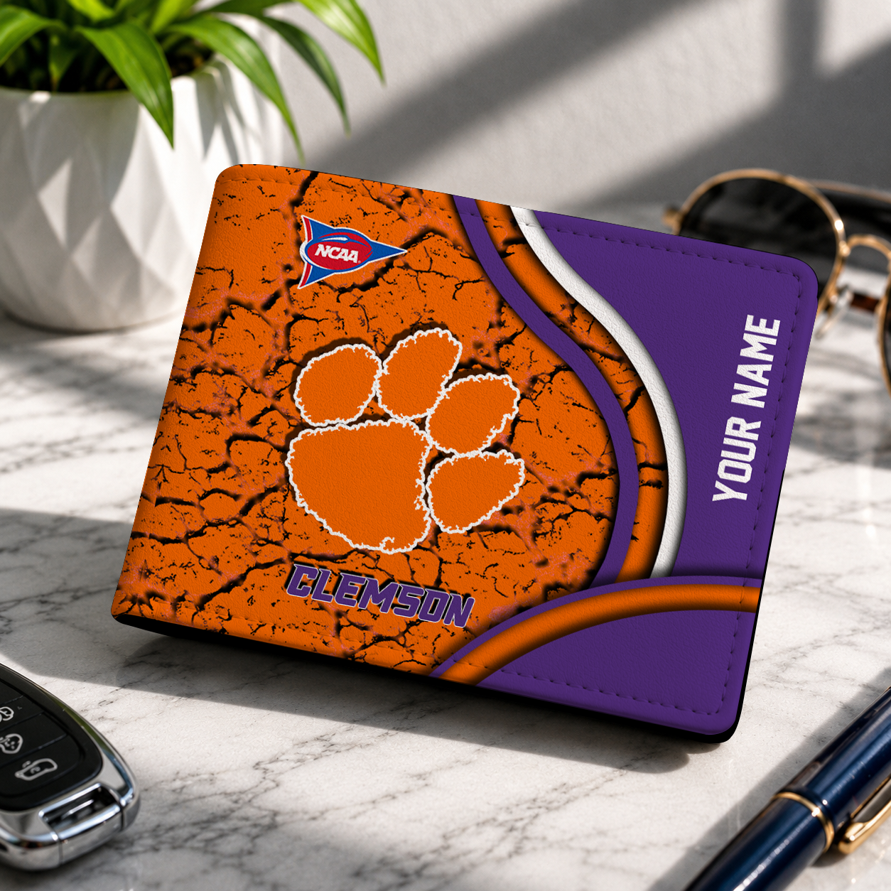 MEGA SALE - NEW CUSTOMIZED NCAA FBS07 CST CLEMSON TIGERS LEATHER WALLET