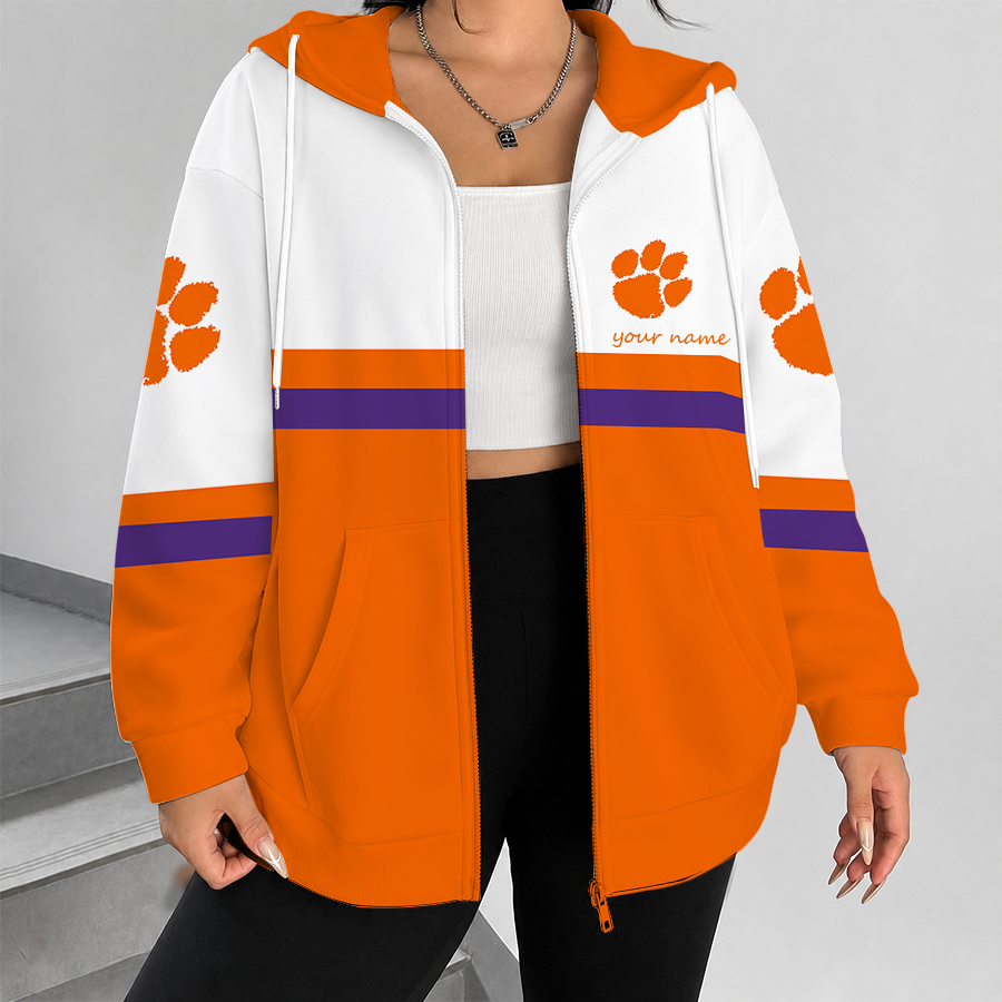 [FAN FAVORITE] NEW CUSTOMIZED NCAA FBS07 CST CLEMSON TIGERS ZIP HOODIE