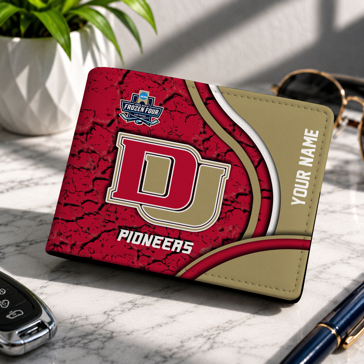 FINAL CLEARANCE - NEW CUSTOMIZED NCAA MFF07 DEP DENVER PIONEERS LEATHER WALLET