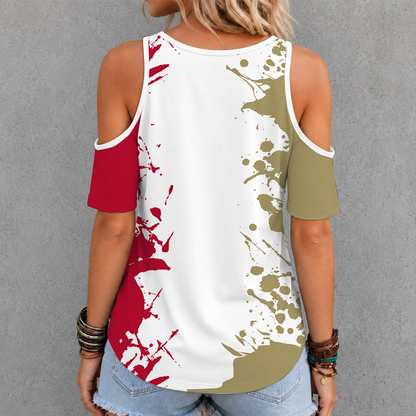 [FAN FAVORITE] NEW CUSTOMIZED NCAA MFF07 DEP DENVER PIONEERS CRISS CROSS V-NECK TOP