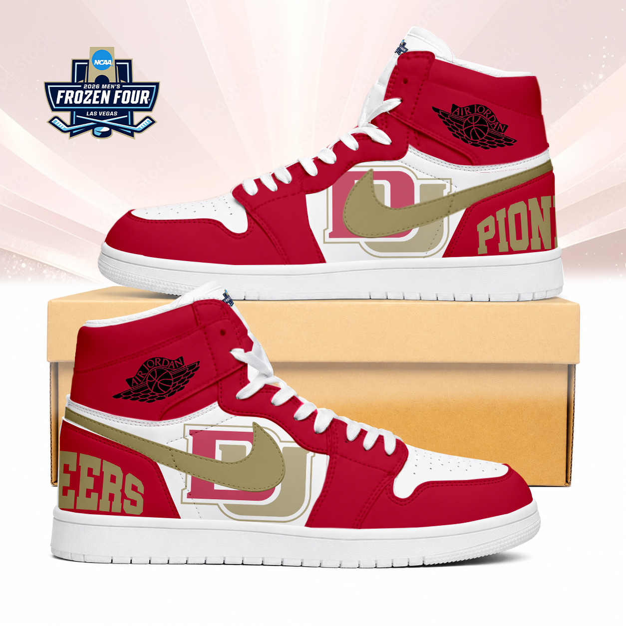 LIMITED EDITION - NEW CUSTOMIZED NCAA MFF07 DEP DENVER PIONEERS AIR JORDAN SNEAKERS