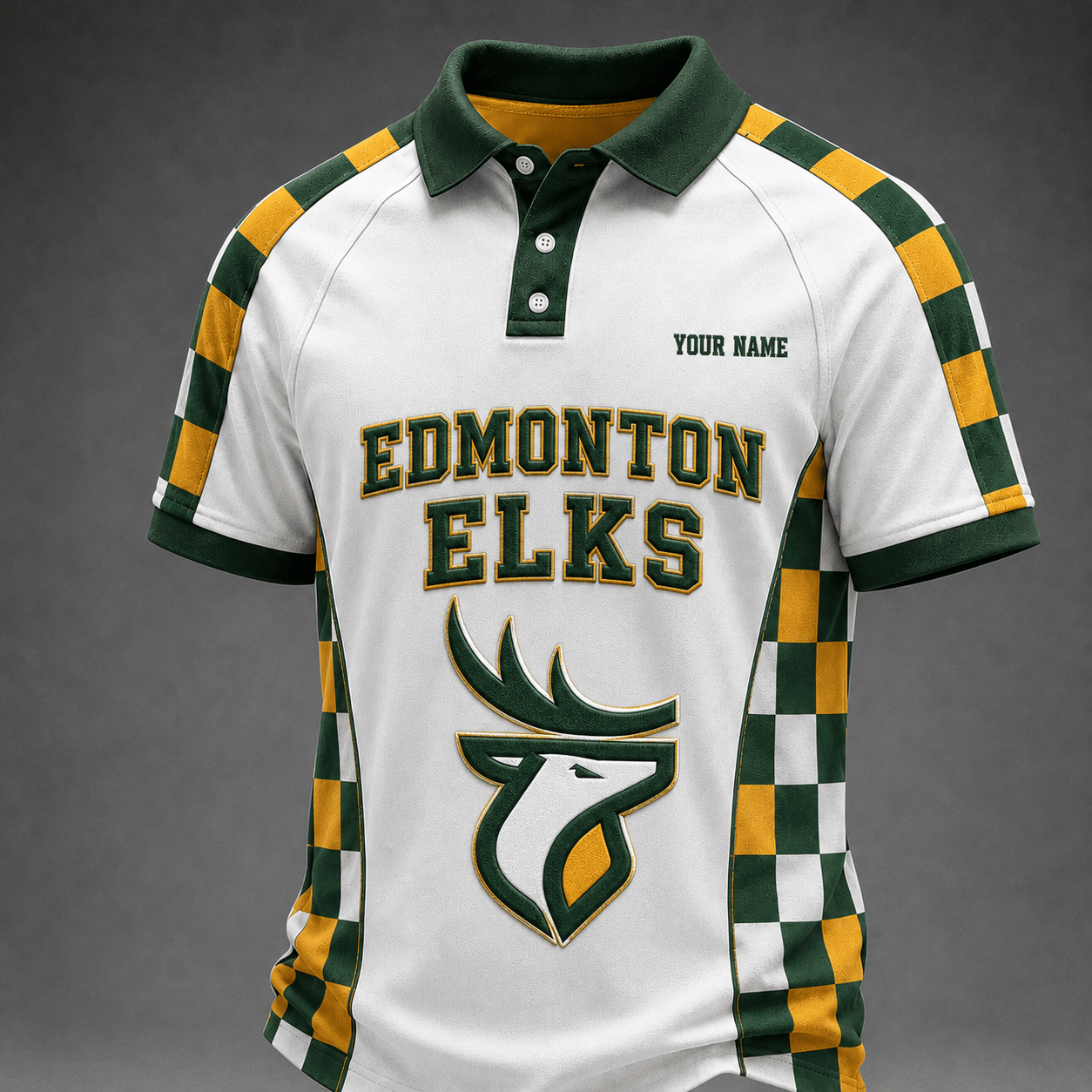 [FAN EXCLUSIVE] NEW CUSTOMIZED CFL07 EDM EDMONTON ELKS POLO SHIRT