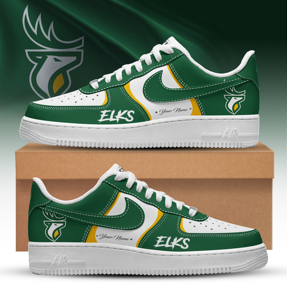 [FAN EXCLUSIVE] NEW CUSTOMIZED CFL07 EDM EDMONTON ELKS AF1 SHOES
