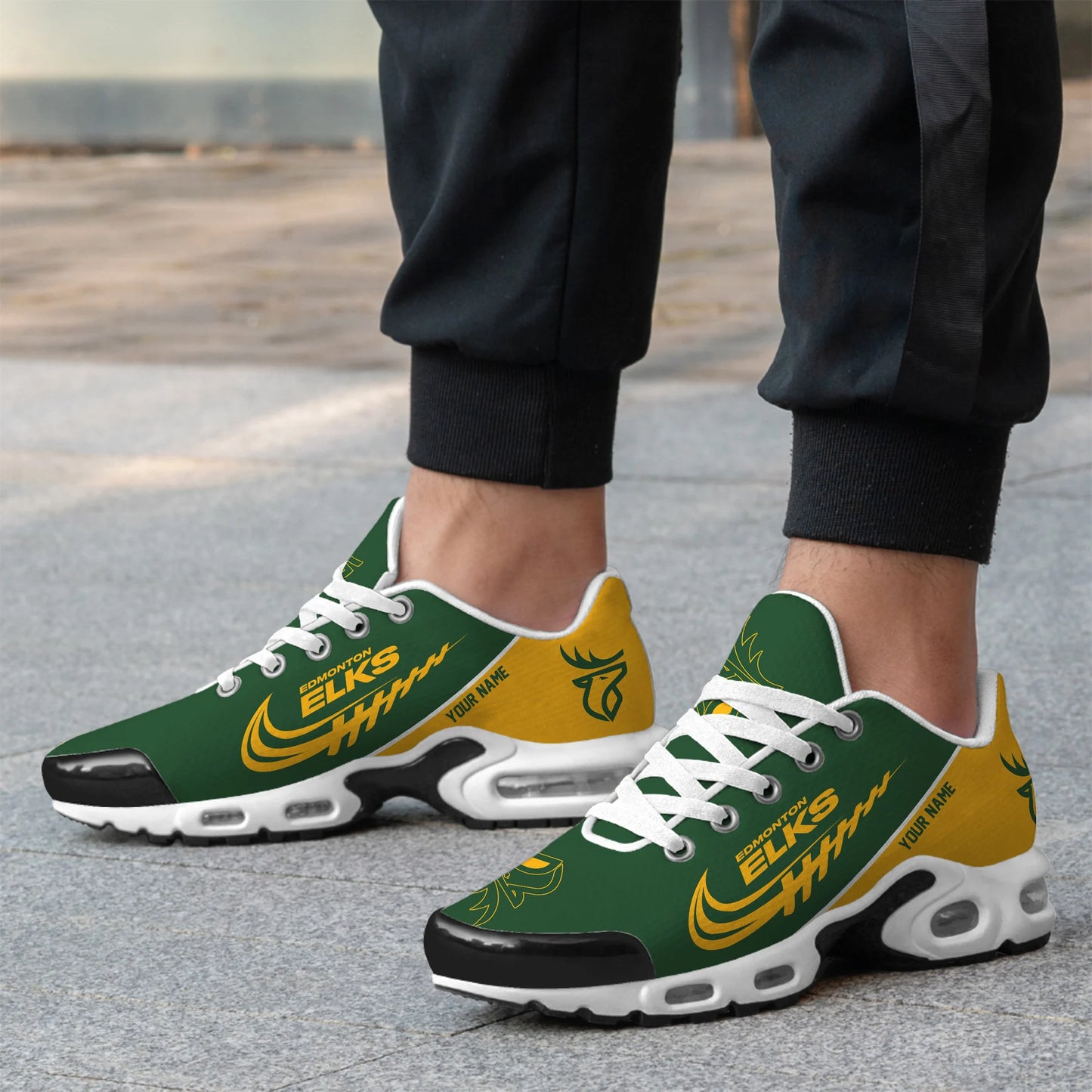[FAN EXCLUSIVE] NEW CUSTOMIZED CFL07 EDM EDMONTON ELKS AIR MAX PLUS SNEAKERS