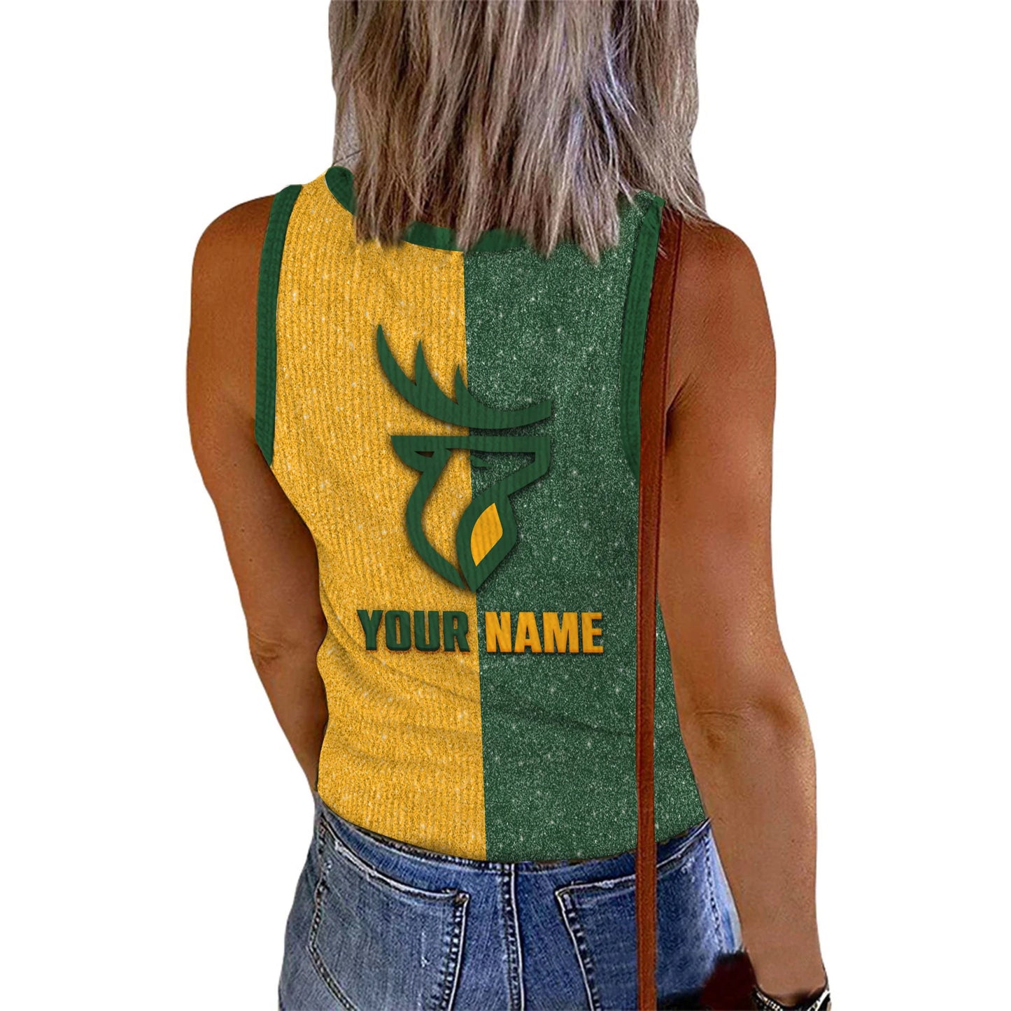 [FAN EXCLUSIVE] NEW CUSTOMIZED CFL07 EDM EDMONTON ELKS WOMEN'S V-NECK TANK TOP