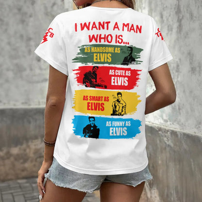 [FAN FAVORITE] NEW CUSTOMIZED ELVIS PRESLEY V-NECK FEMALE SHIRT