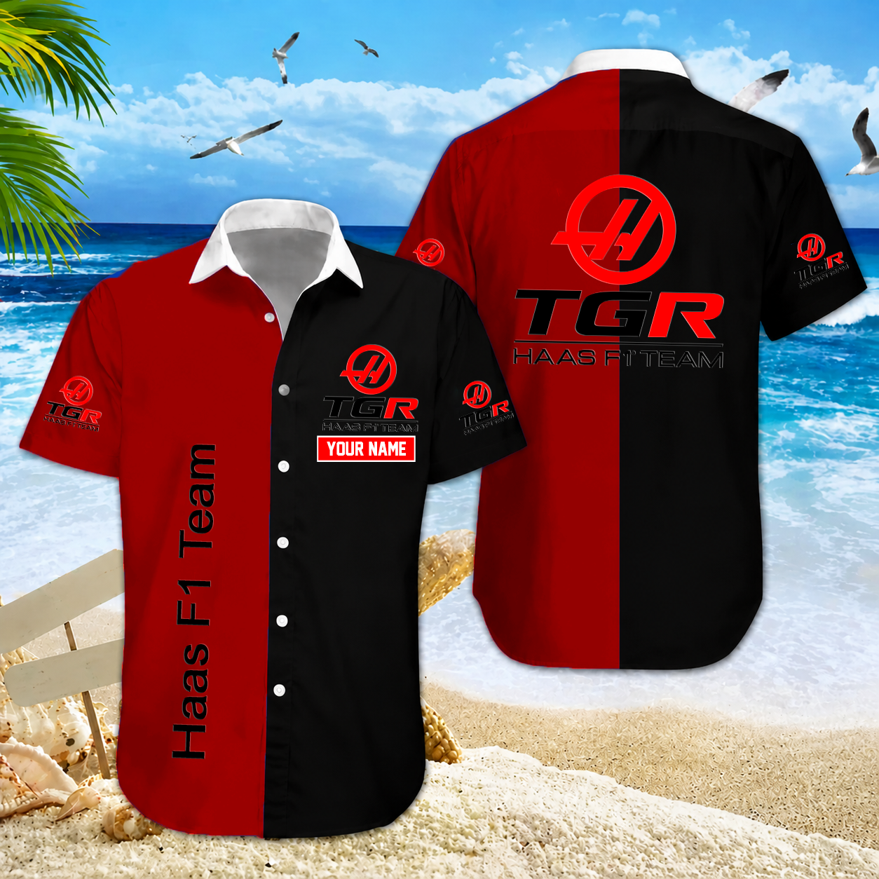 [FAN MUST-HAVE] NEW CUSTOMIZED F107 HAS HAAS UNISEX HAWAIIAN SHIRT & SHORTS SET